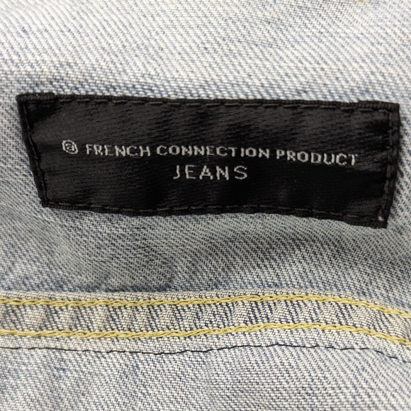 Up cycled French Connection Moto denim jacket, sz S - Picture 4 of 7